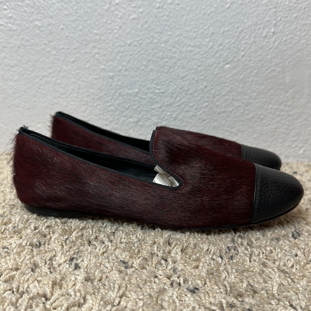 Mara & Mine Nolita leather slip on shoes oxblood red calf hair - Picture 3 of 10